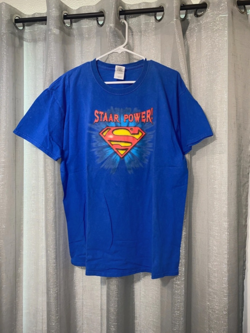 Gildan Royal Blue 'Staar Power' Graphic Tee with Red & Yellow Emblem